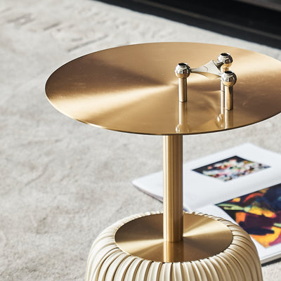 Modern Luxury Round Column Stainless Steel Metal End Table 1-Tier For Living Room