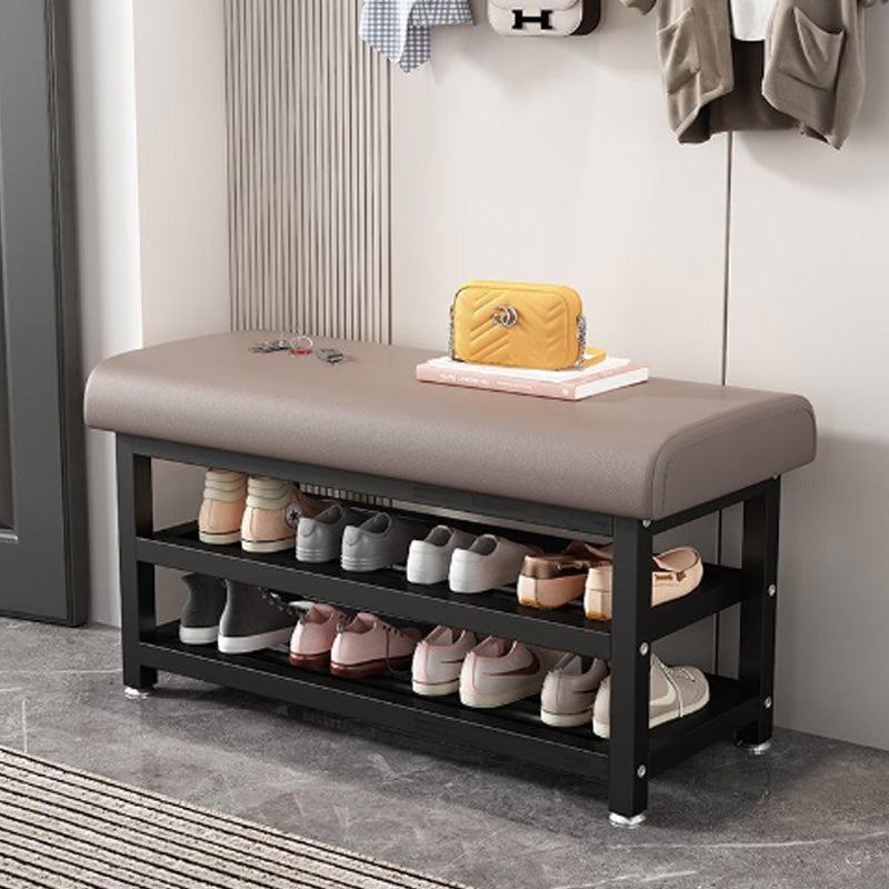 Modern Minimalist Rectangular Tech Cloth Iron Shoe Storage 2-Shelf For Entryways