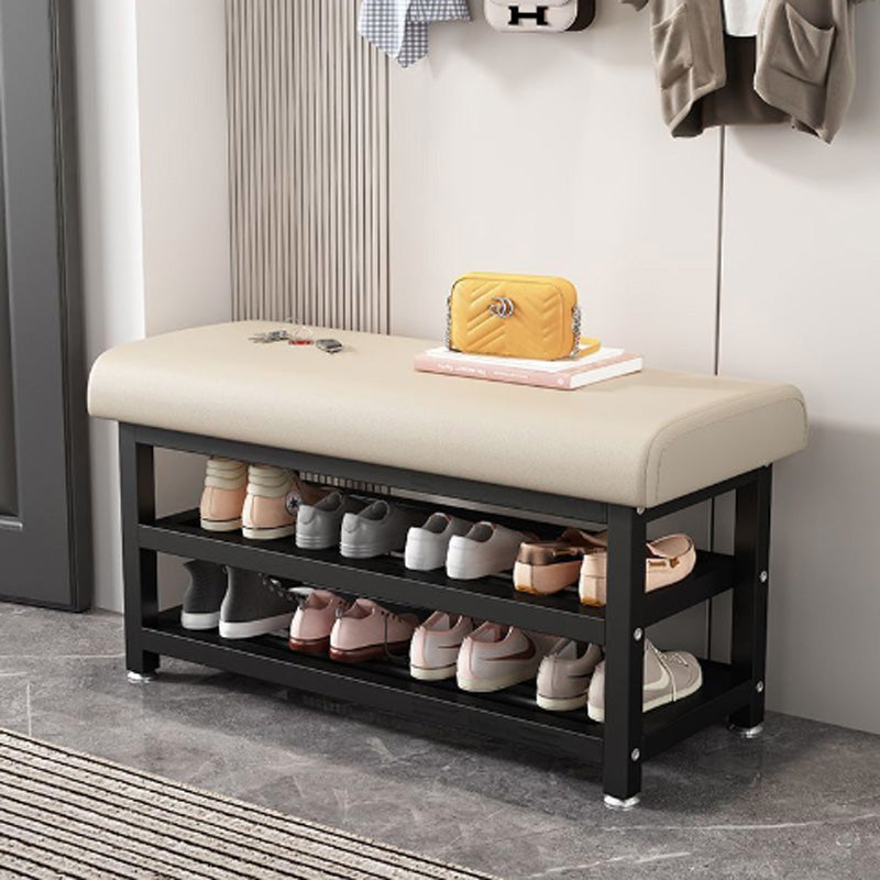 Modern Minimalist Rectangular Tech Cloth Iron Shoe Storage 2-Shelf For Entryways