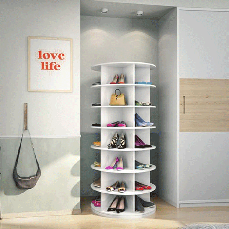 Modern Minimalist Floor Standing Round PVC Wood Plastic Board Shoe Storage 4/5/6/7 Tier For Entryways