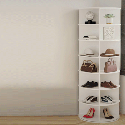 Modern Minimalist Floor Standing Round PVC Wood Plastic Board Shoe Storage 4/5/6/7 Tier For Entryways