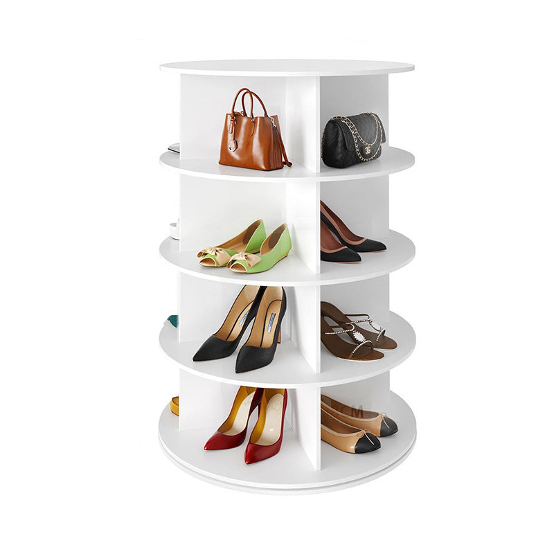 Modern Minimalist Floor Standing Round PVC Wood Plastic Board Shoe Storage 4/5/6/7 Tier For Entryways