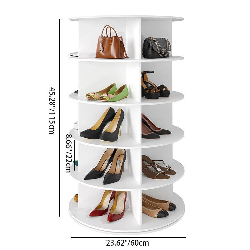 Modern Minimalist Floor Standing Round PVC Wood Plastic Board Shoe Storage 4/5/6/7 Tier For Entryways