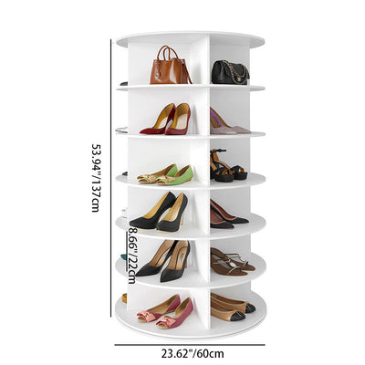 Modern Minimalist Floor Standing Round PVC Wood Plastic Board Shoe Storage 4/5/6/7 Tier For Entryways