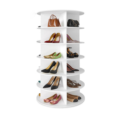 Modern Minimalist Floor Standing Round PVC Wood Plastic Board Shoe Storage 4/5/6/7 Tier For Entryways