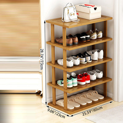 Modern Minimalist Rectangle Heather Bamboo Shoe Storage 5-Tier For Entryways