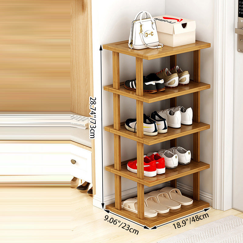 Modern Minimalist Rectangle Heather Bamboo Shoe Storage 5-Tier For Entryways