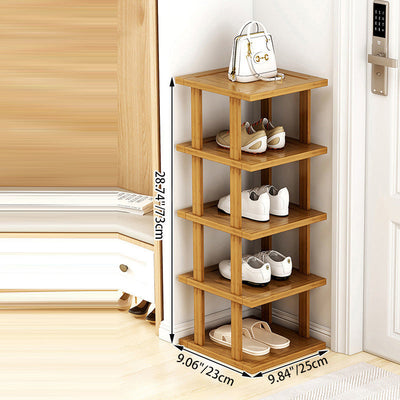 Modern Minimalist Rectangle Heather Bamboo Shoe Storage 5-Tier For Entryways