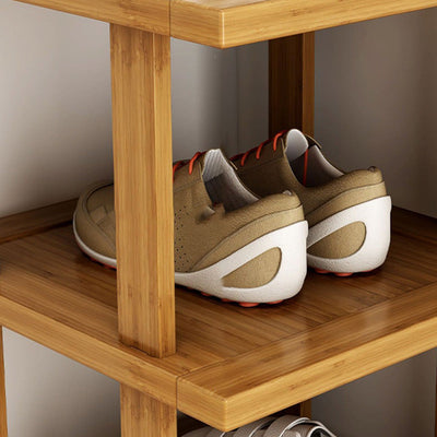 Modern Minimalist Rectangle Heather Bamboo Shoe Storage 5-Tier For Entryways