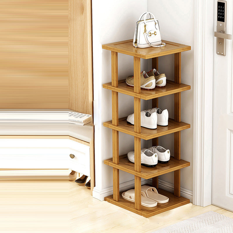 Modern Minimalist Rectangle Heather Bamboo Shoe Storage 5-Tier For Entryways