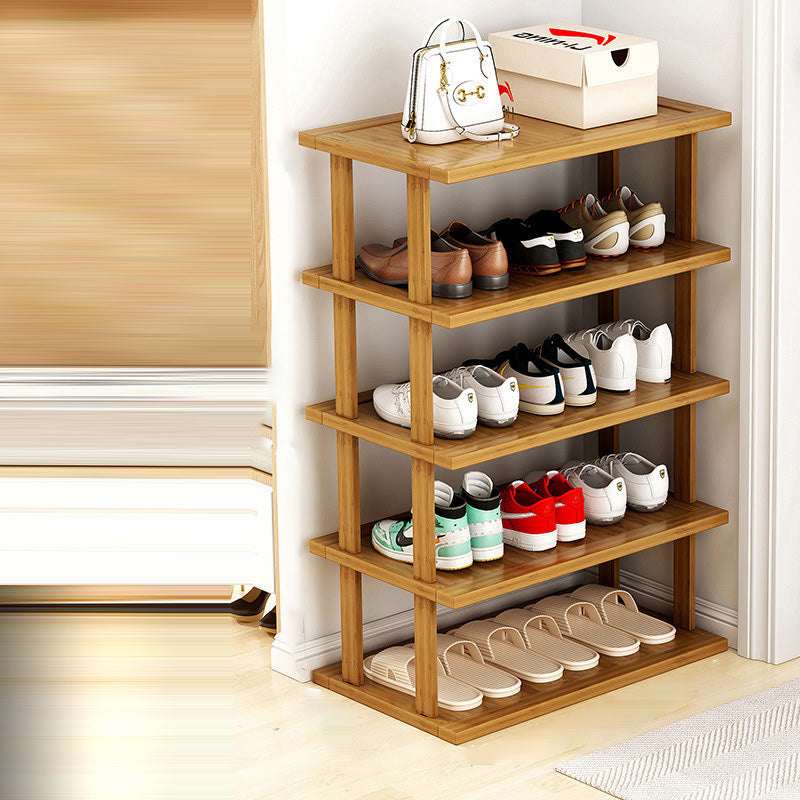 Modern Minimalist Rectangle Heather Bamboo Shoe Storage 5-Tier For Entryways