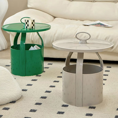 Contemporary Scandinavian Round Barrel PP End Table 1-Tier For Entryways