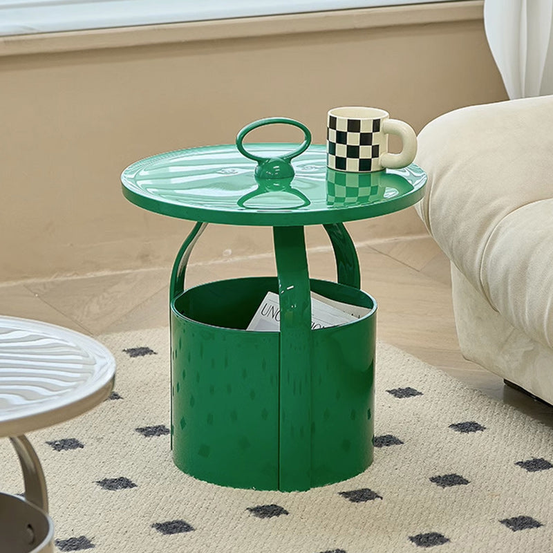 Contemporary Scandinavian Round Barrel PP End Table 1-Tier For Entryways