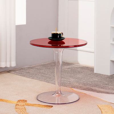 Modern Simplicity Round Cylinder Acrylic End Table 1-Tier For Entryways