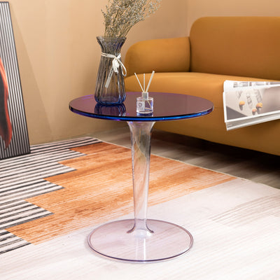 Modern Simplicity Round Cylinder Acrylic End Table 1-Tier For Entryways