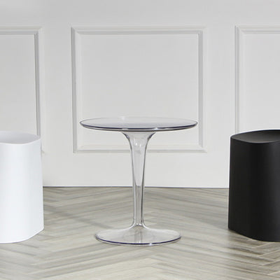 Modern Simplicity Round Cylinder Acrylic End Table 1-Tier For Entryways