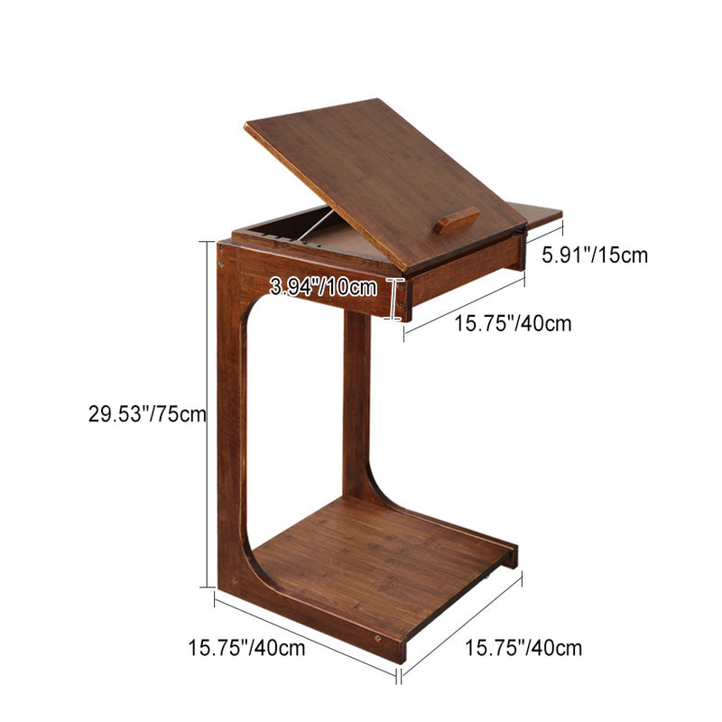 Modern Minimalist C-Square Solid Wood End Table 2-Tier For Living Room