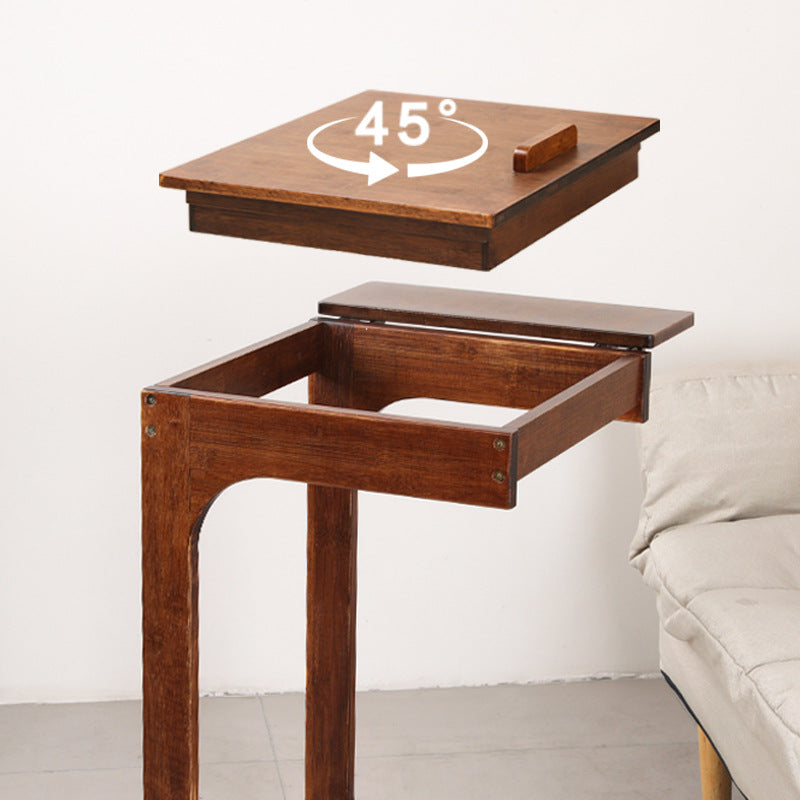 Modern Minimalist C-Square Solid Wood End Table 2-Tier For Living Room