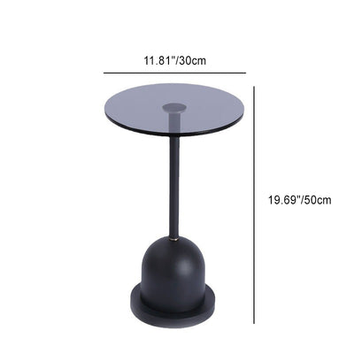 Modern Minimalist Round Column Glass Metal End Table 1-Tier For Living Room