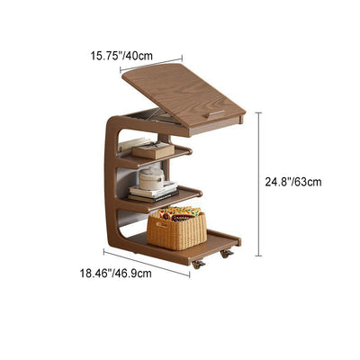 Table de bout rectangulaire minimaliste moderne en bois de caoutchouc amovible à 4 niveaux pour salon 