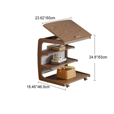 Moderner minimalistischer quadratischer rechteckiger abnehmbarer Gummibaumholz-Beistelltisch mit 4 Ebenen für das Wohnzimmer 