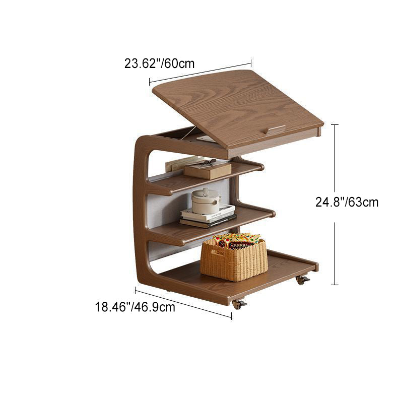 Moderner minimalistischer quadratischer rechteckiger abnehmbarer Gummibaumholz-Beistelltisch mit 4 Ebenen für das Wohnzimmer 