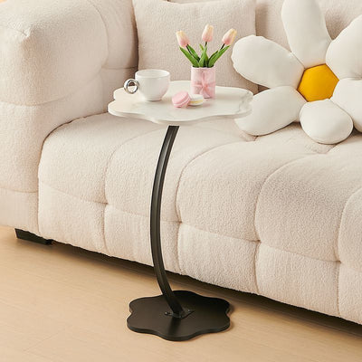 Contemporary Nordic Flower Curved MDF Steel Metal End Table For Living Room