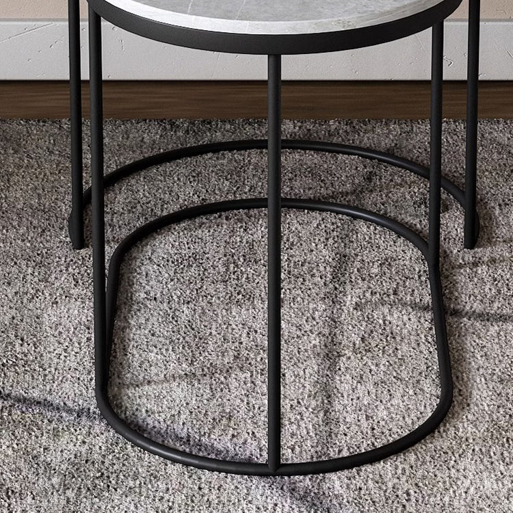 Contemporary Nordic Round Elliptical Combination Slab Iron End Table For Living Room