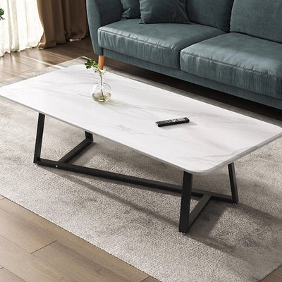 Modern Minimalist Rectangular Plate Steel Coffee Table For Living Room