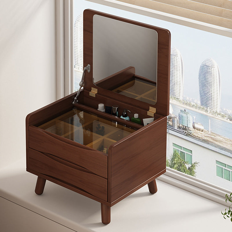 Contemporary Nordic Rectangular Rubber Wood Metal Makeup Vanity 1-Drawer Storage For Bedroom