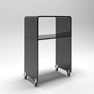 Modern Minimalist Rectangular Acrylic Metal End Table 2-Tier For Living Room