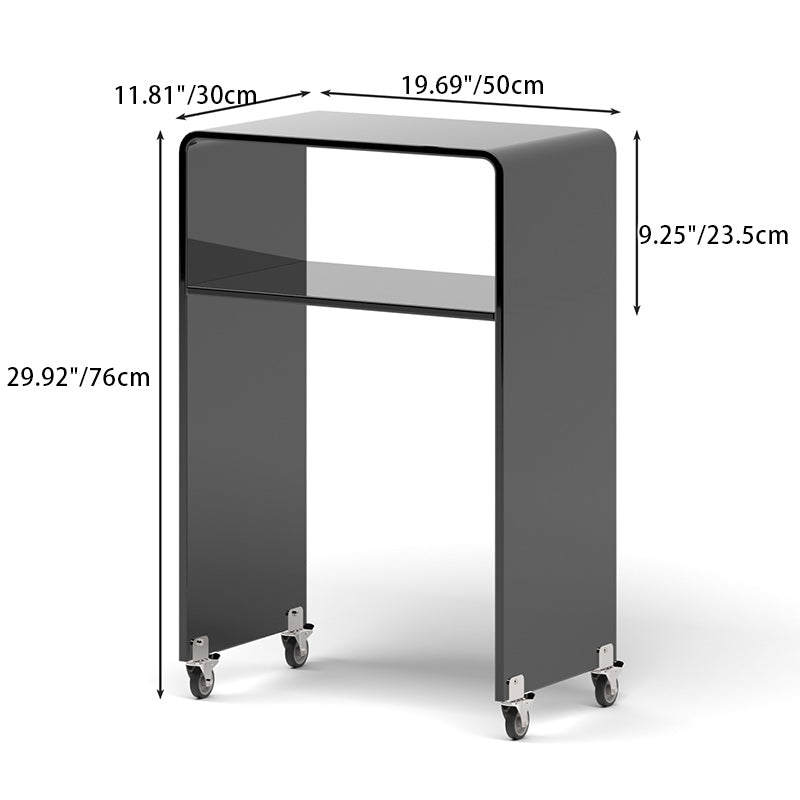 Modern Minimalist Rectangular Acrylic Metal End Table 2-Tier For Living Room