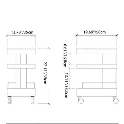 Modern Minimalist Rectangular Walnut Steel ABS Side Table 3-Tier Movable For Living Room