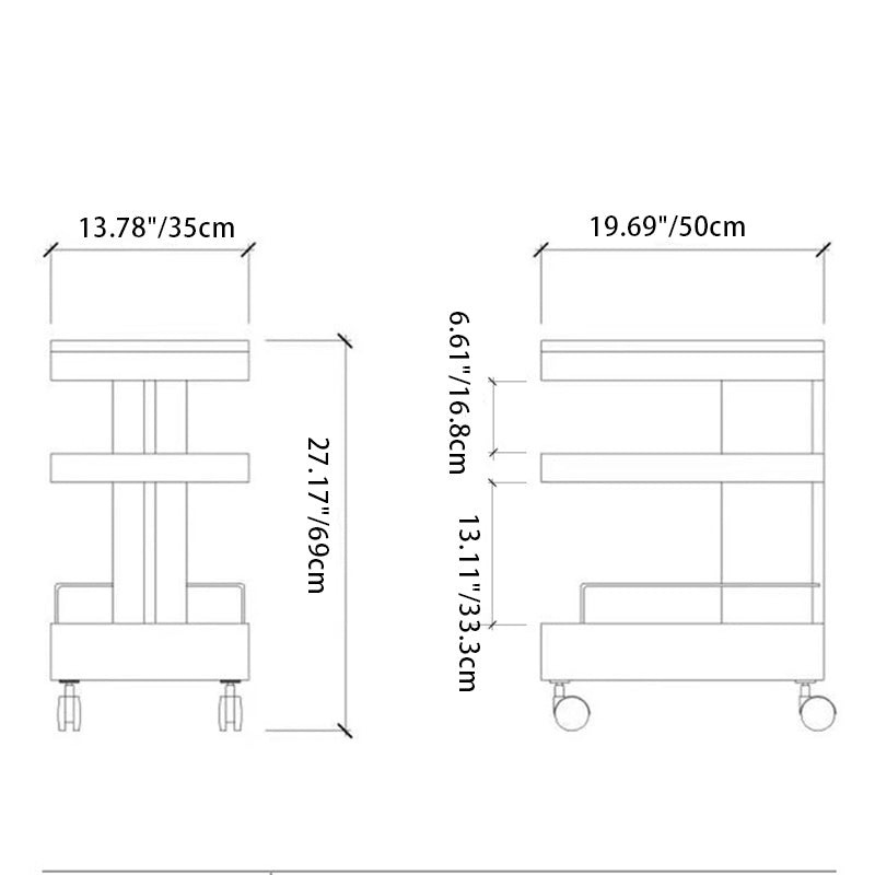 Modern Minimalist Rectangular Walnut Steel ABS Side Table 3-Tier Movable For Living Room