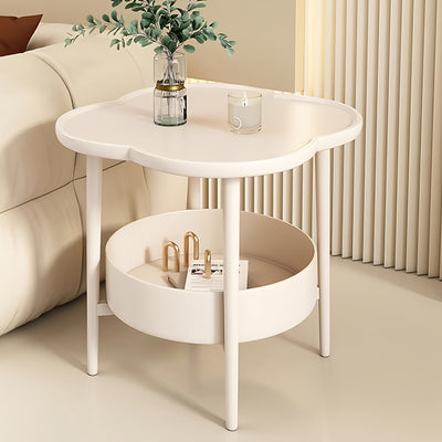 Contemporary Scandinavian Round Steel Plastic End Table 2-Tier For Living Room