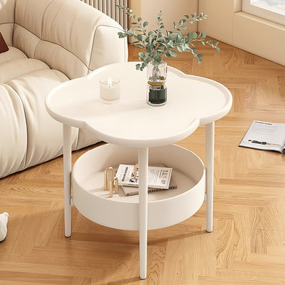 Contemporary Scandinavian Round Steel Plastic End Table 2-Tier For Living Room