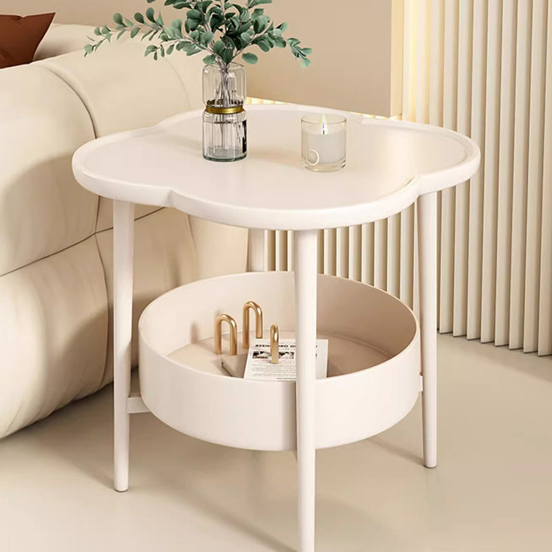 Contemporary Scandinavian Round Steel Plastic End Table 2-Tier For Living Room