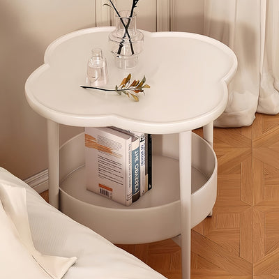 Contemporary Scandinavian Round Steel Plastic End Table 2-Tier For Living Room