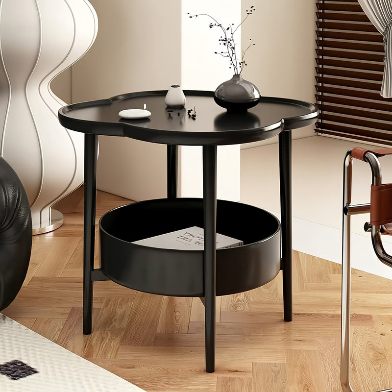 Contemporary Scandinavian Round Steel Plastic End Table 2-Tier For Living Room