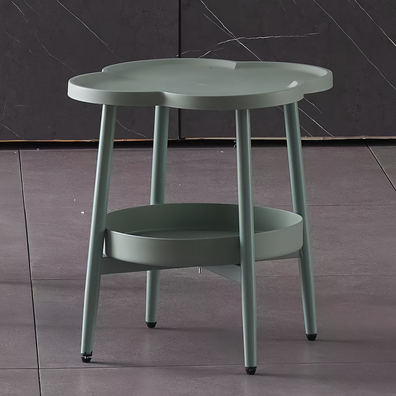 Contemporary Scandinavian Round Steel Plastic End Table 2-Tier For Living Room