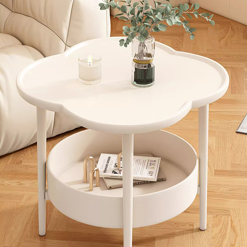 Contemporary Scandinavian Round Steel Plastic End Table 2-Tier For Living Room