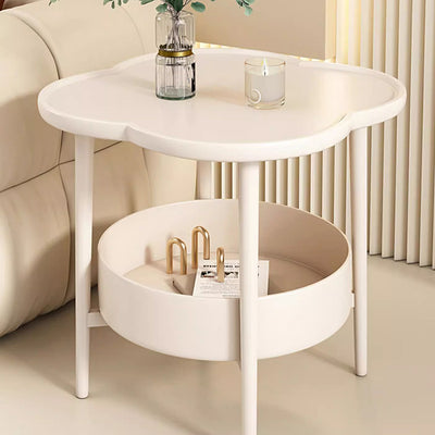 Contemporary Scandinavian Round Steel Plastic End Table 2-Tier For Living Room