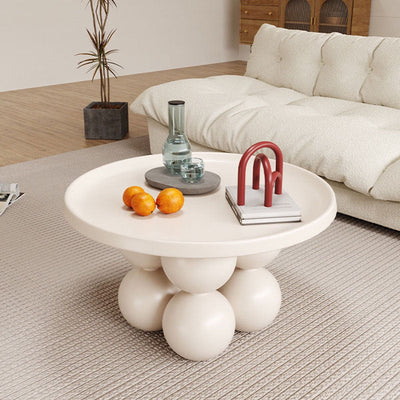 Modern Minimalist Round Sphere Solid Wood Stainless Steel Coffee Table 1-Tier For Living Room