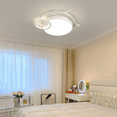 Modern Art Deco Iron Acrylic Square Round Leave LED Flush Mount Ceiling Light For Bedroom