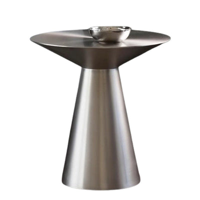 Contemporary Luxury Geometric Round Brushed Stainless Steel Coffee Table For Living Room