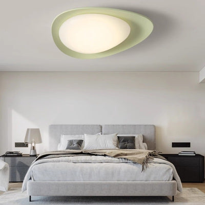 Modern Minimalist Cobblestone Elliptical Resin PE LED Flush Mount Ceiling Light For Bedroom