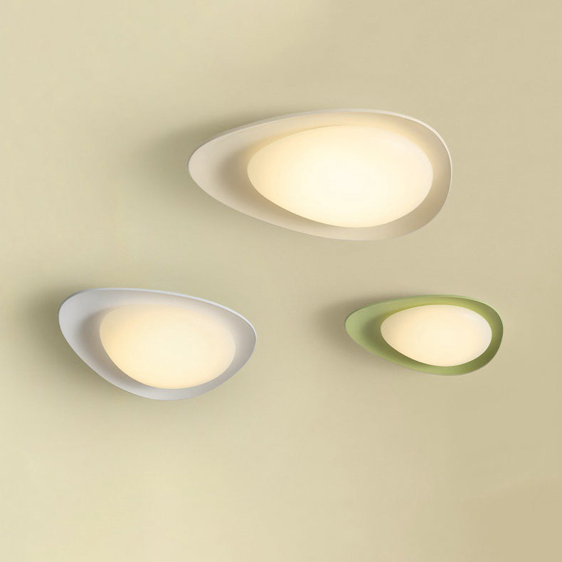 Modern Minimalist Cobblestone Elliptical Resin PE LED Flush Mount Ceiling Light For Bedroom