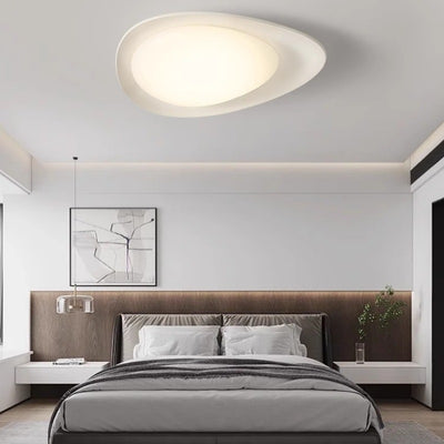 Modern Minimalist Cobblestone Elliptical Resin PE LED Flush Mount Ceiling Light For Bedroom