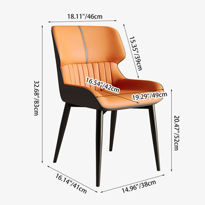 Contemporary Nordic Square Upholstered Curved Backrest Leather Carbon Steel Dining Chair For Dining Room