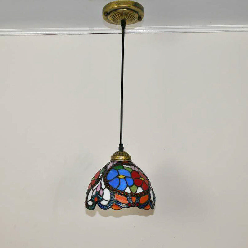 Europäische Tiffany-Eisen-Buntglas-3/5/6-Licht-Halbbündig-Einbauleuchte